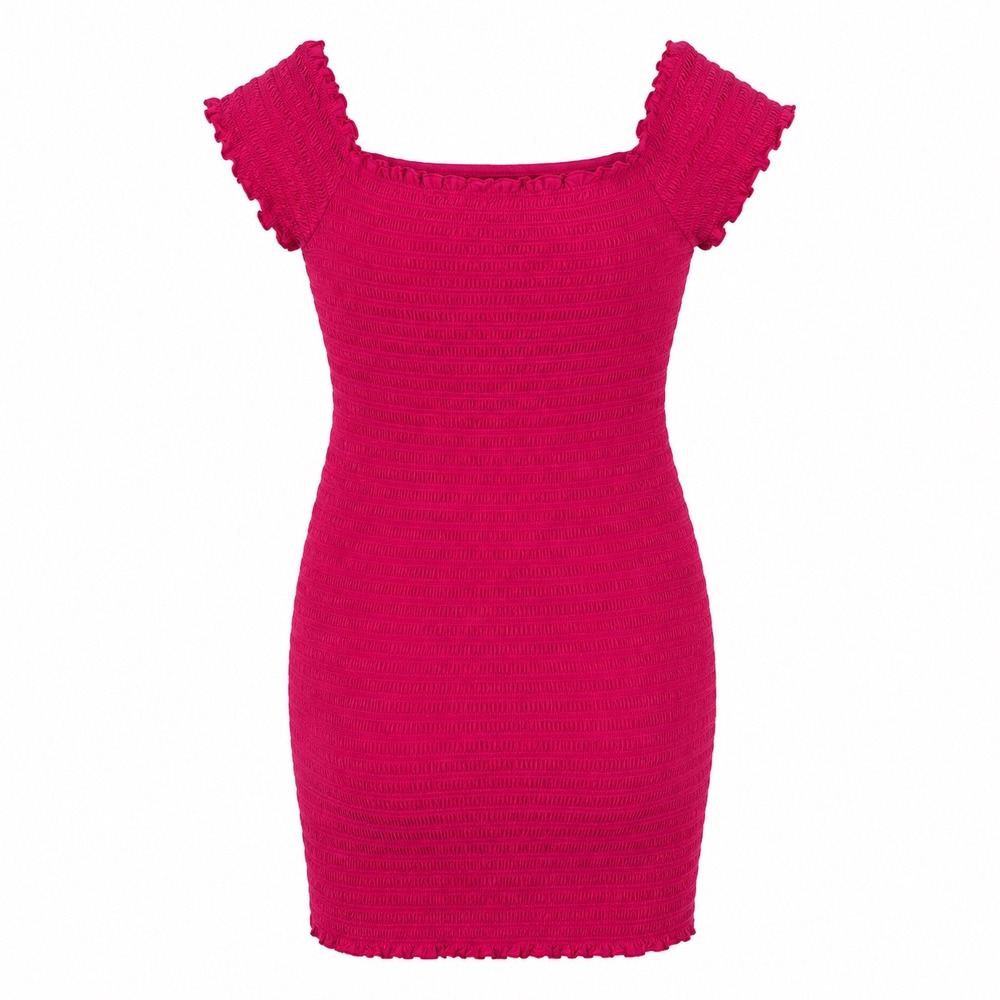 Gap Smocked Bodycon Mini Dress off shoulder Large NEW Barbie pink girly party